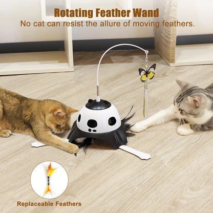 Automatic Interactive 3-in-1 Kitten Toy Set with Fluttering Butterfly and Moving Feather, USB Powered with Four Exercise Modes
