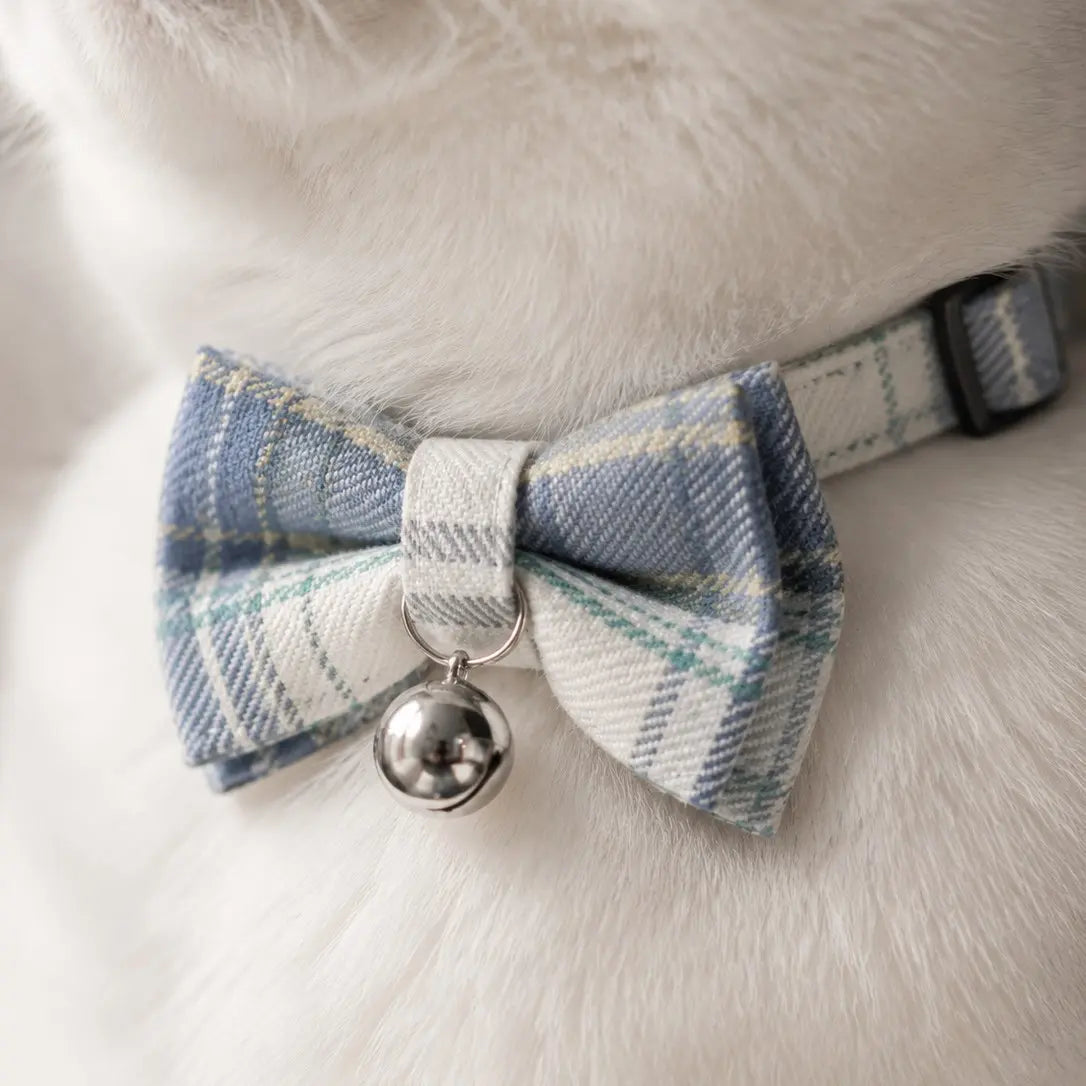 Adjustable Plaid Bow Pet Collar for Cats and Dogs | Lightweight Teddy Style Neck Accessory for Everyday Use and Photography