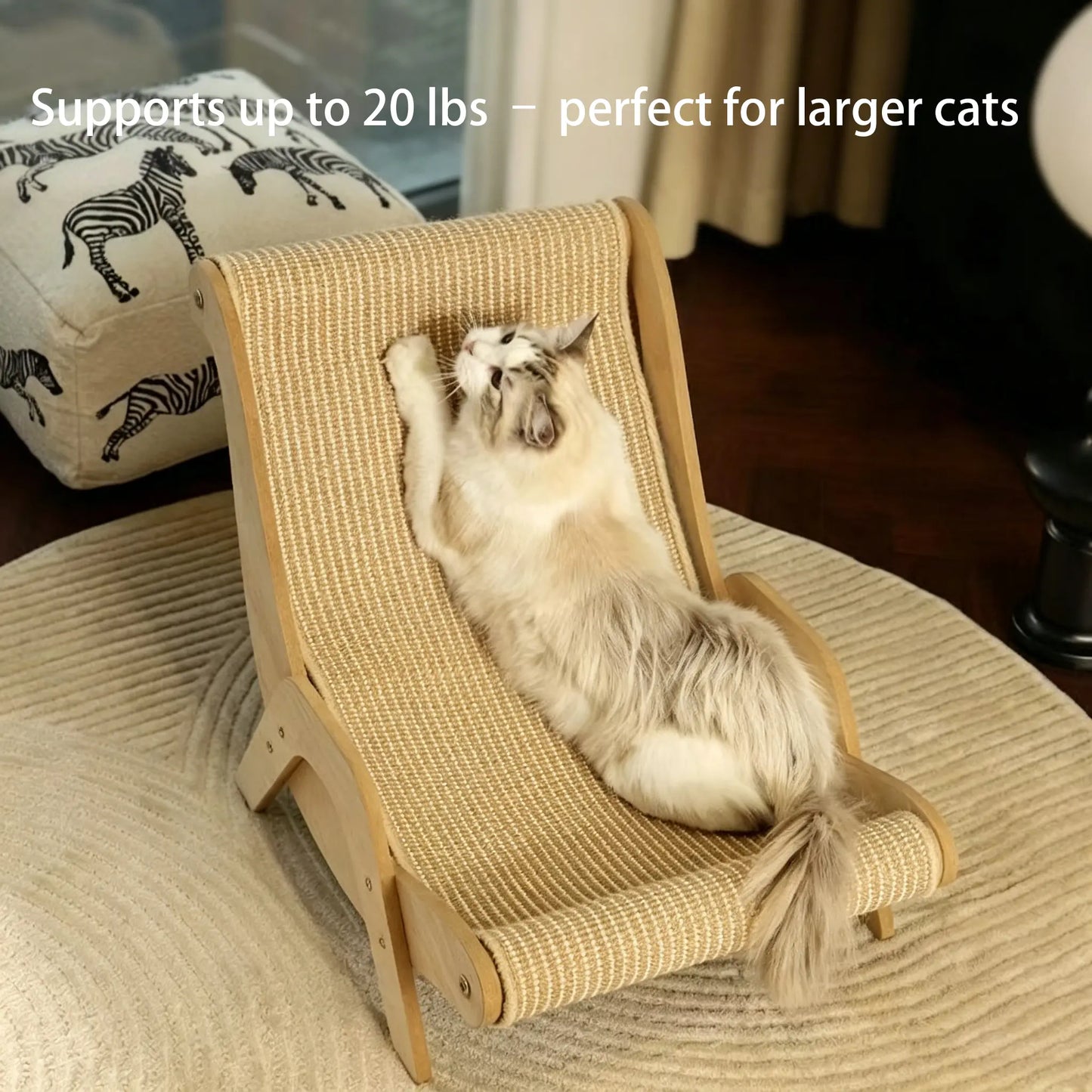 Wooden Cat Recliner Scratching Pad and Hammock - Anti-Scratch Claw Grinding Board for Kittens and Cats