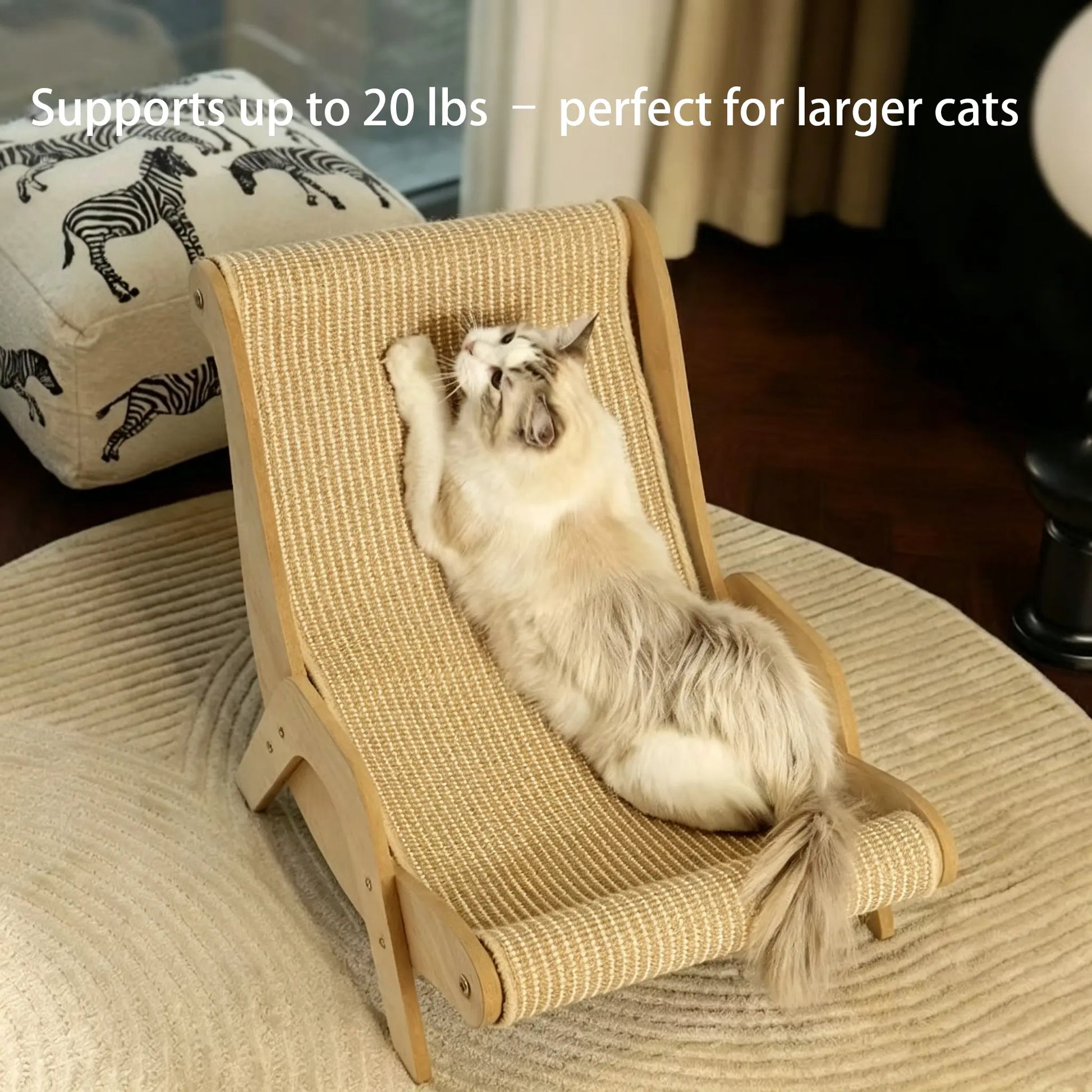 Wooden Cat Recliner Scratching Pad and Hammock - Anti-Scratch Claw Grinding Board for Kittens and Cats