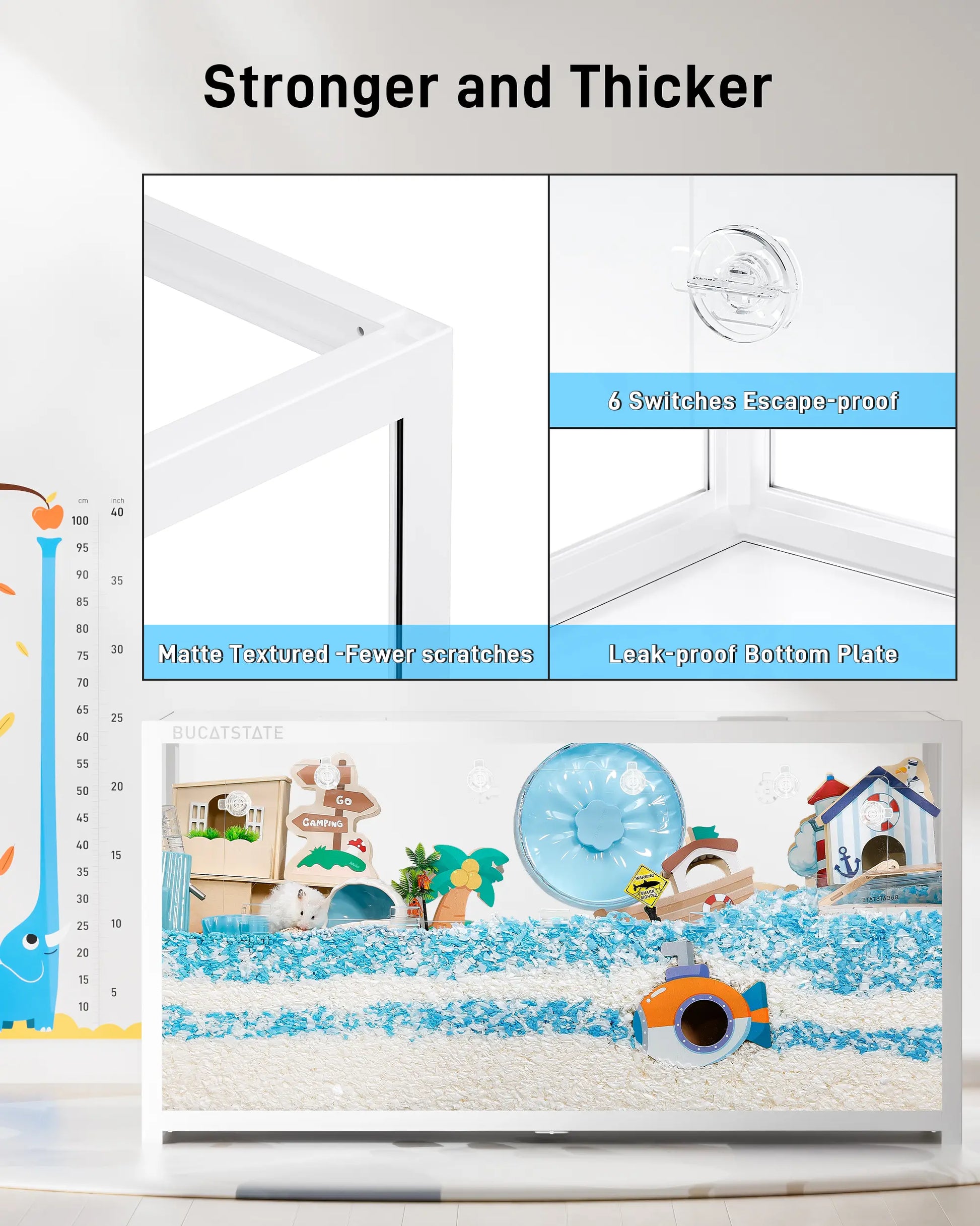 BUCATSTATE 3.0 Large Metal Hamster Cage - 7.8 Sq Ft, Durable Metal Construction, Stackable Design, Top Access, Easy Assembly (47"L x 23.6"W x 25.5"H)
