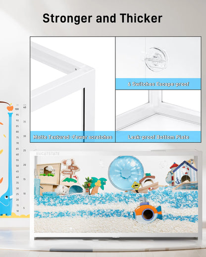 BUCATSTATE 3.0 Large Metal Hamster Cage - 7.8 Sq Ft, Durable Metal Construction, Stackable Design, Top Access, Easy Assembly (47"L x 23.6"W x 25.5"H)