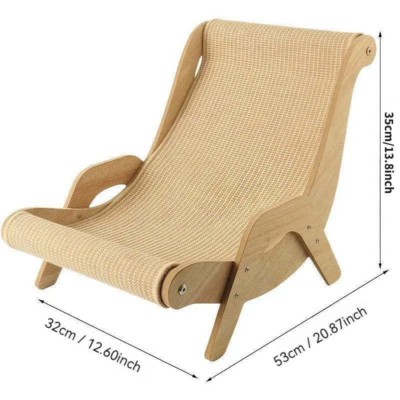 Wooden Cat Recliner Scratching Pad and Hammock - Anti-Scratch Claw Grinding Board for Kittens and Cats