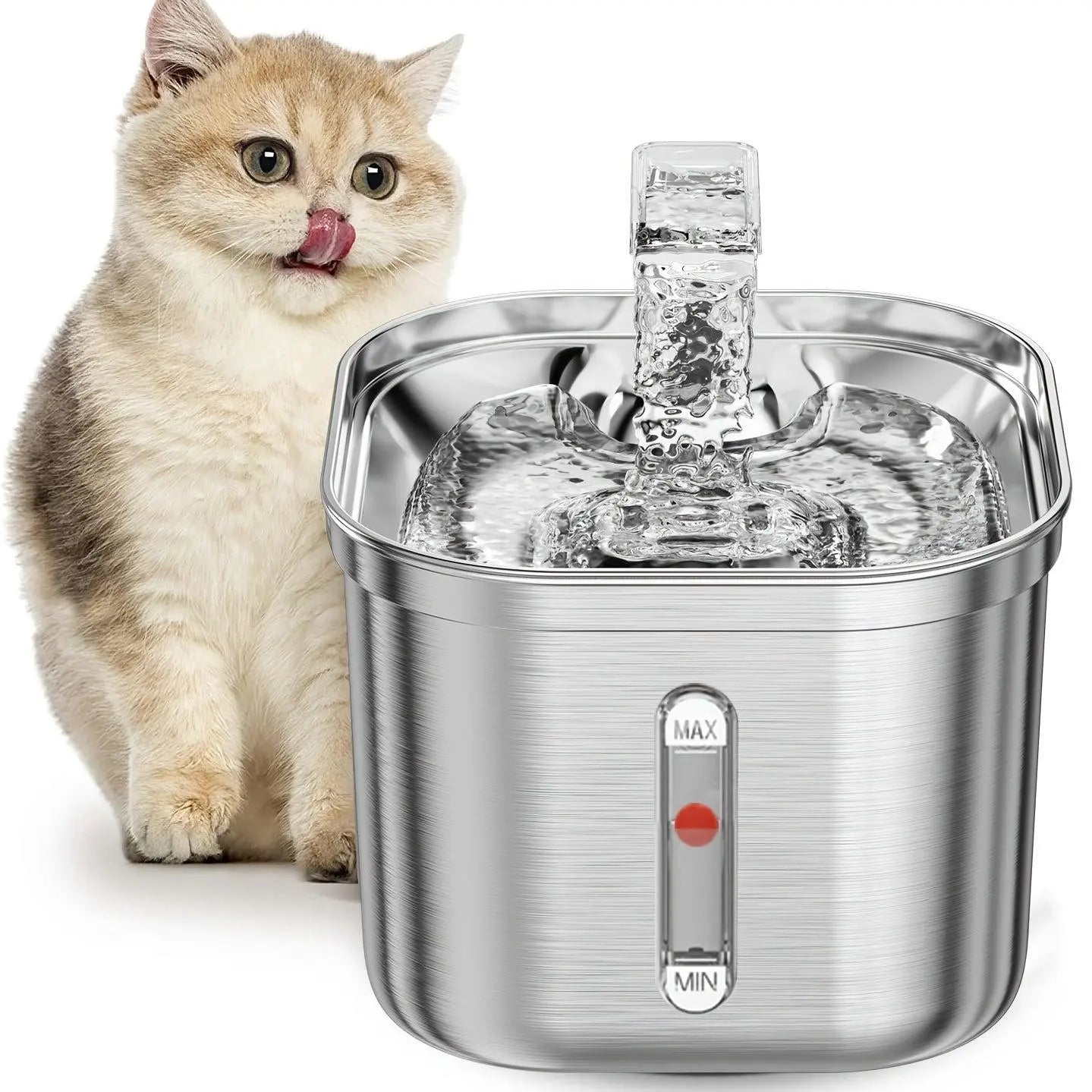 2.2L Automatic Stainless Steel Pet Water Fountain and Dispenser for Dogs and Cats