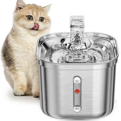 2.2L Automatic Stainless Steel Pet Water Fountain and Dispenser for Dogs and Cats