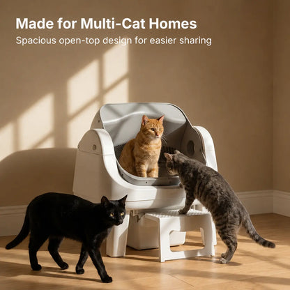 Petpivot Autoscooper 12 Lite Open-Top Automatic Self-Cleaning Cat Litter Box with Easy-Entry Front Step and Triple Safety Protection - No App Required