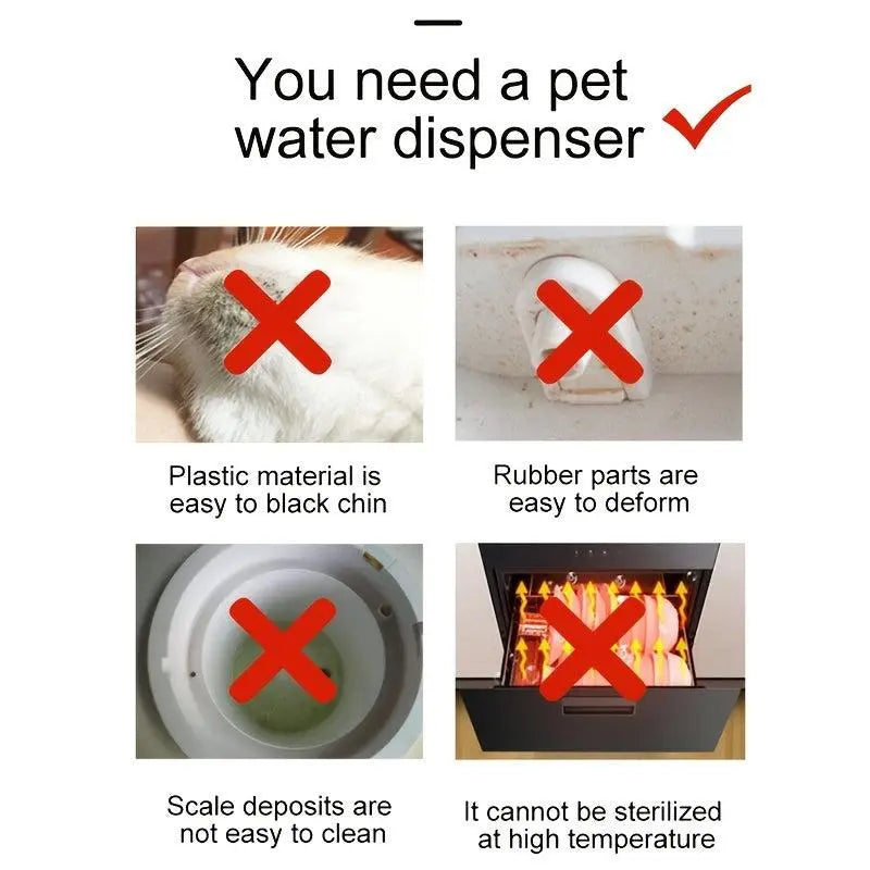 2.2L Automatic Stainless Steel Pet Water Fountain and Dispenser for Dogs and Cats