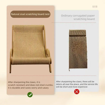 Wooden Cat Recliner Scratching Pad and Hammock - Anti-Scratch Claw Grinding Board for Kittens and Cats