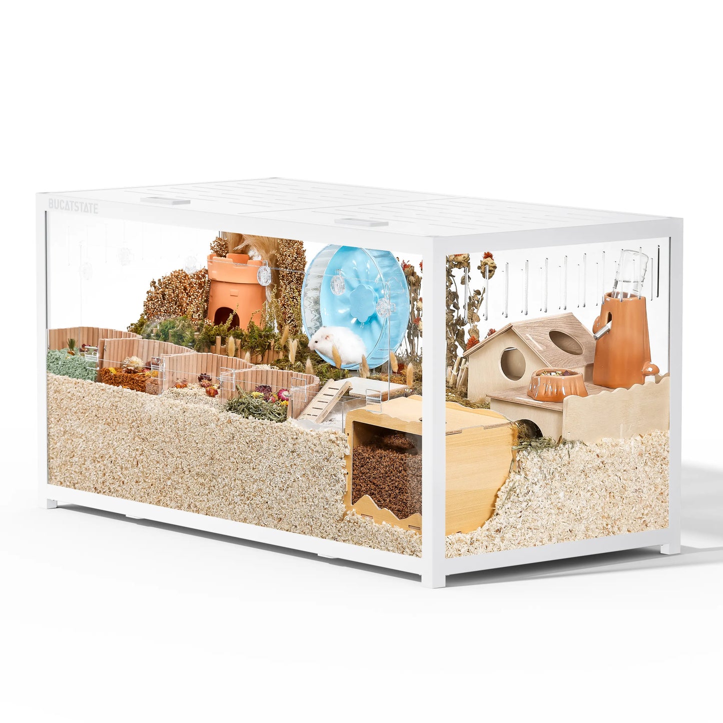 BUCATSTATE 3.0 Large Metal Hamster Cage - 7.8 Sq Ft, Durable Metal Construction, Stackable Design, Top Access, Easy Assembly (47"L x 23.6"W x 25.5"H)