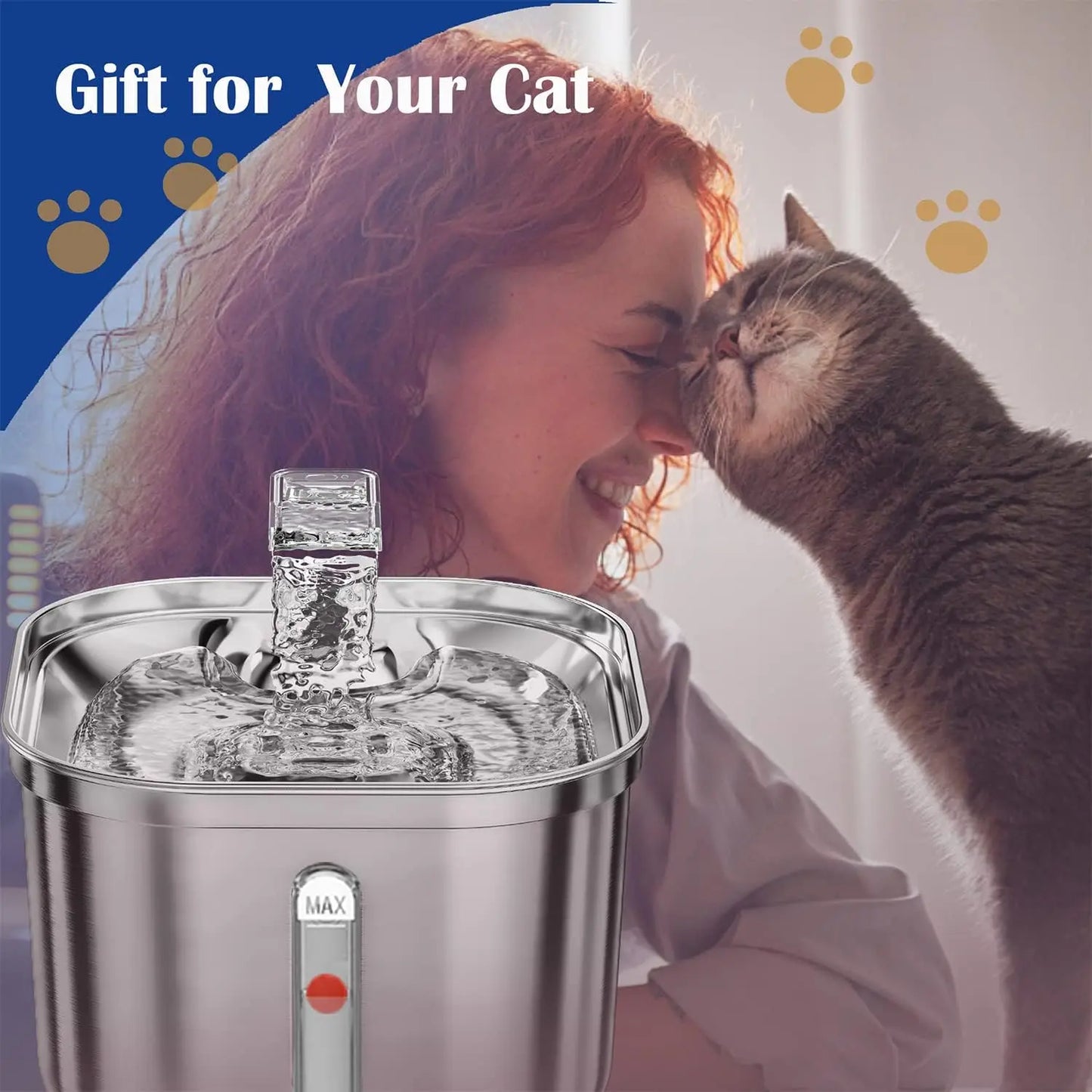 2.2L Automatic Stainless Steel Pet Water Fountain and Dispenser for Dogs and Cats