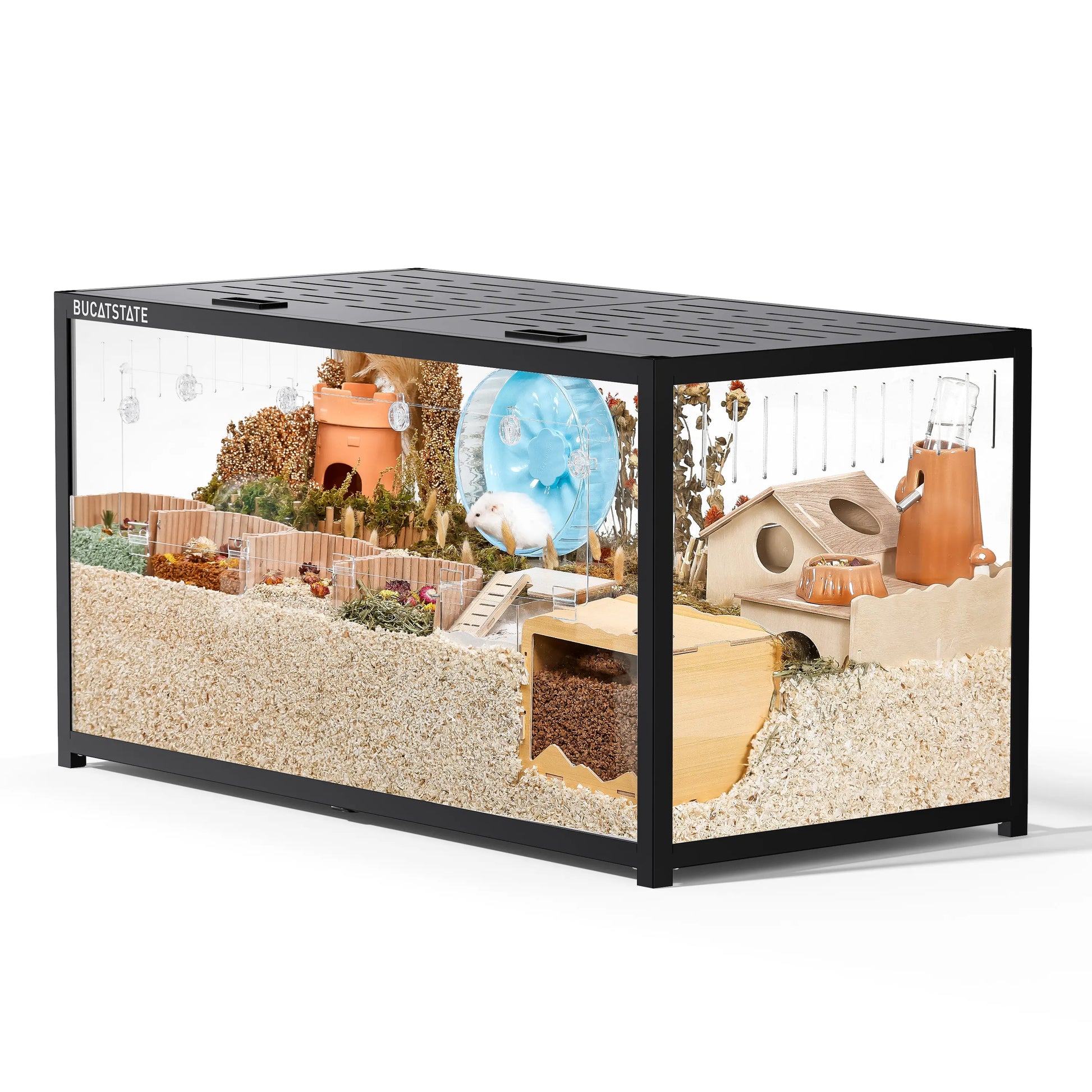BUCATSTATE 3.0 Large Metal Hamster Cage - 7.8 Sq Ft, Durable Metal Construction, Stackable Design, Top Access, Easy Assembly (47"L x 23.6"W x 25.5"H)