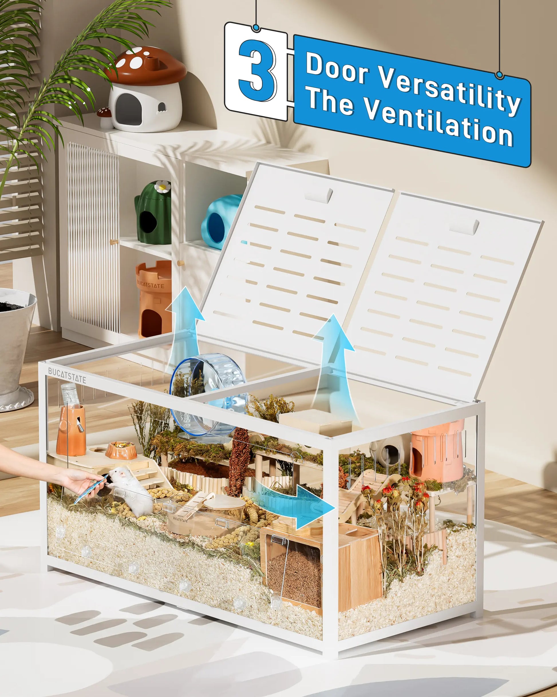 BUCATSTATE 3.0 Large Metal Hamster Cage - 7.8 Sq Ft, Durable Metal Construction, Stackable Design, Top Access, Easy Assembly (47"L x 23.6"W x 25.5"H)
