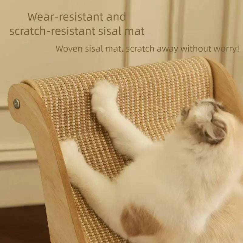 Wooden Cat Recliner Scratching Pad and Hammock - Anti-Scratch Claw Grinding Board for Kittens and Cats