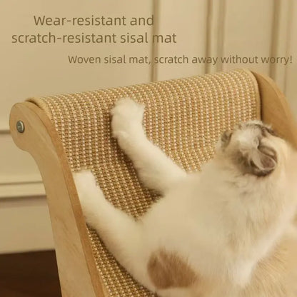 Wooden Cat Recliner Scratching Pad and Hammock - Anti-Scratch Claw Grinding Board for Kittens and Cats
