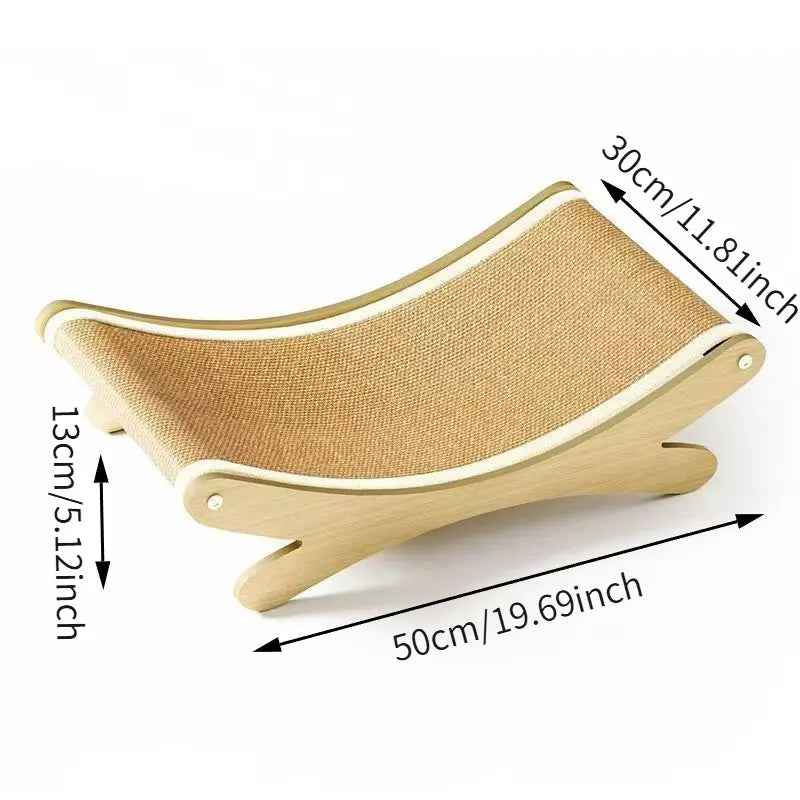 Wooden Cat Recliner Scratching Pad and Hammock - Anti-Scratch Claw Grinding Board for Kittens and Cats
