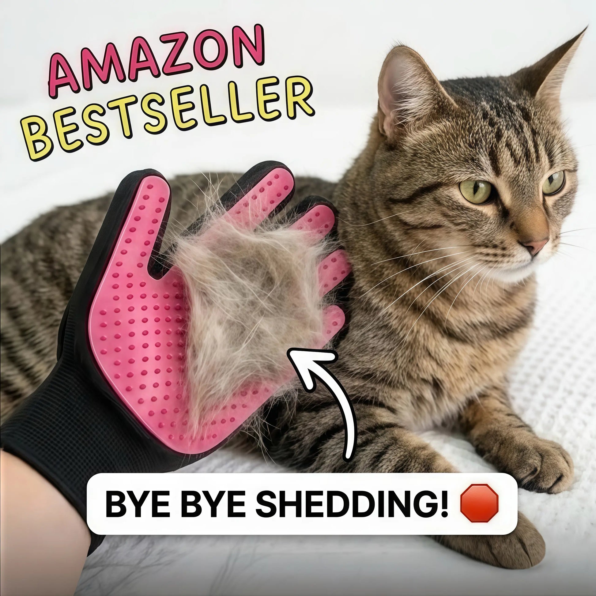 Pet Grooming Glove - Dual-Function Deshedding Brush and Silicone Massage Tool for Effective Fur Removal in Long and Short Haired Dogs and Cats