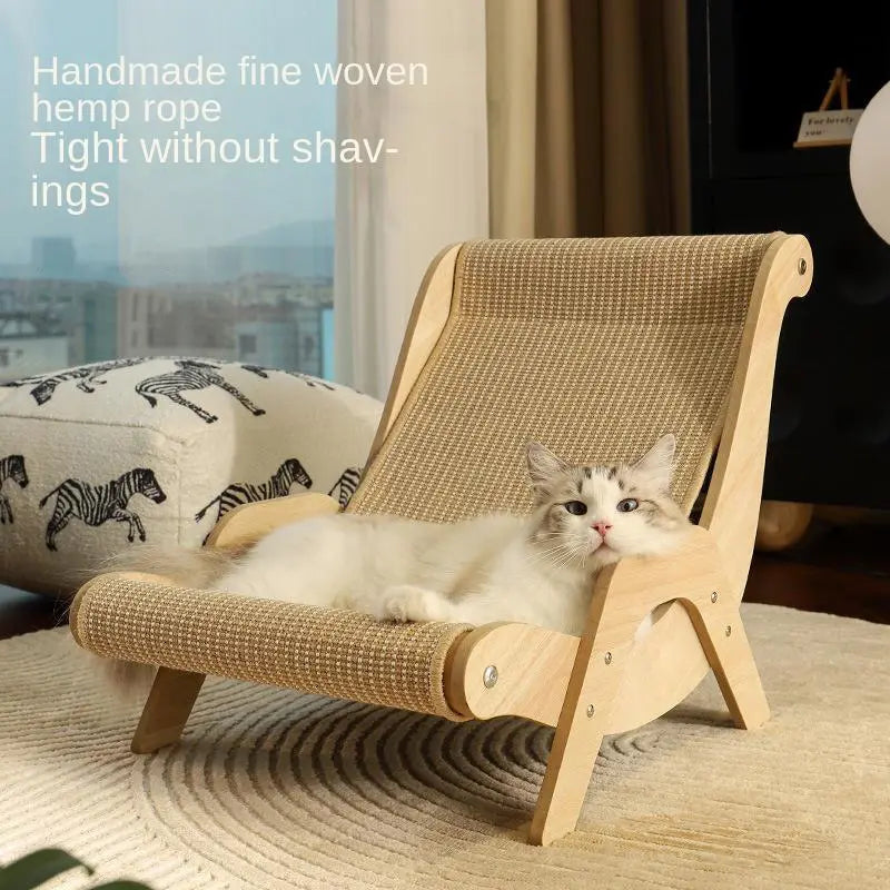 Wooden Cat Recliner Scratching Pad and Hammock - Anti-Scratch Claw Grinding Board for Kittens and Cats