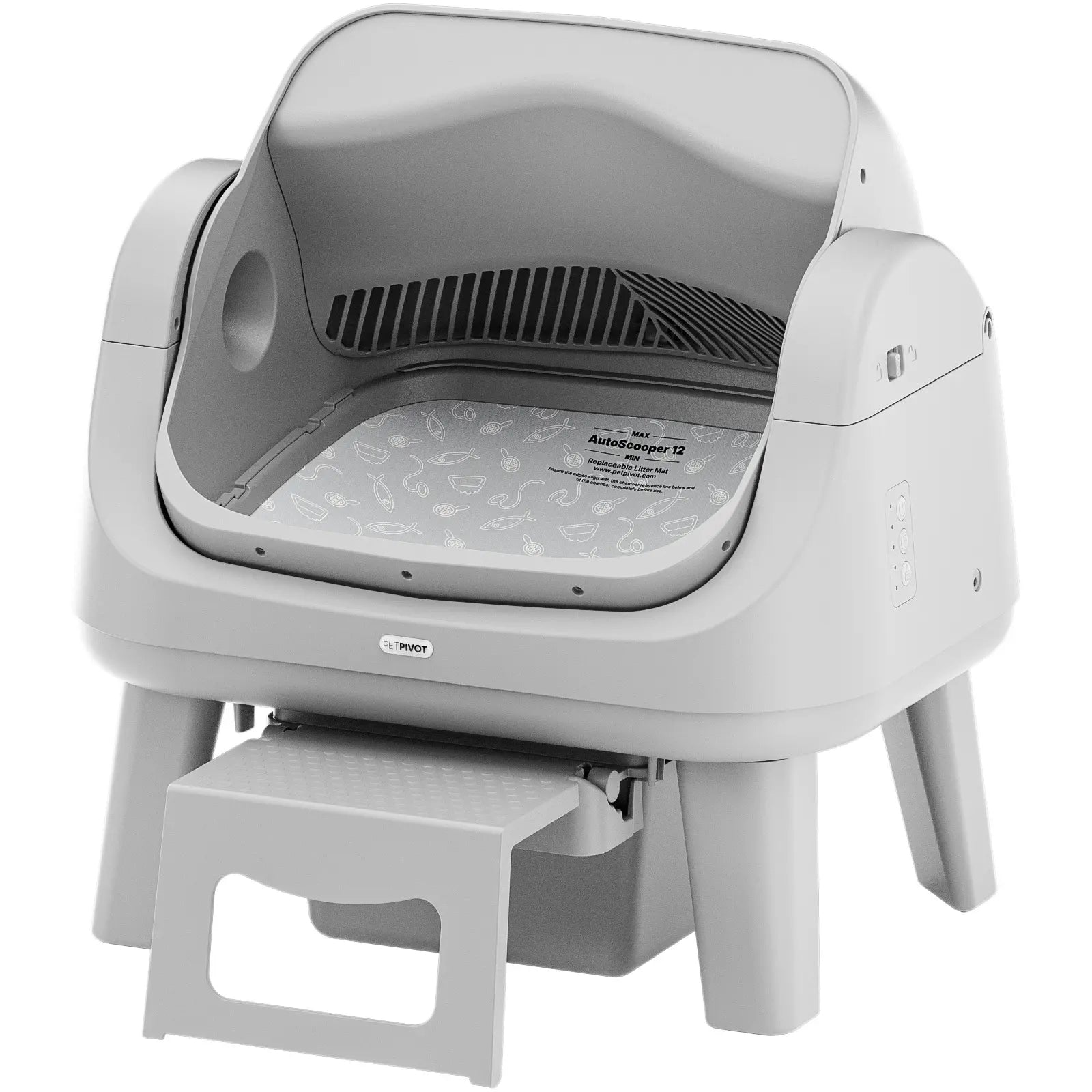 Petpivot Autoscooper 12 Lite Open-Top Automatic Self-Cleaning Cat Litter Box with Easy-Entry Front Step and Triple Safety Protection - No App Required