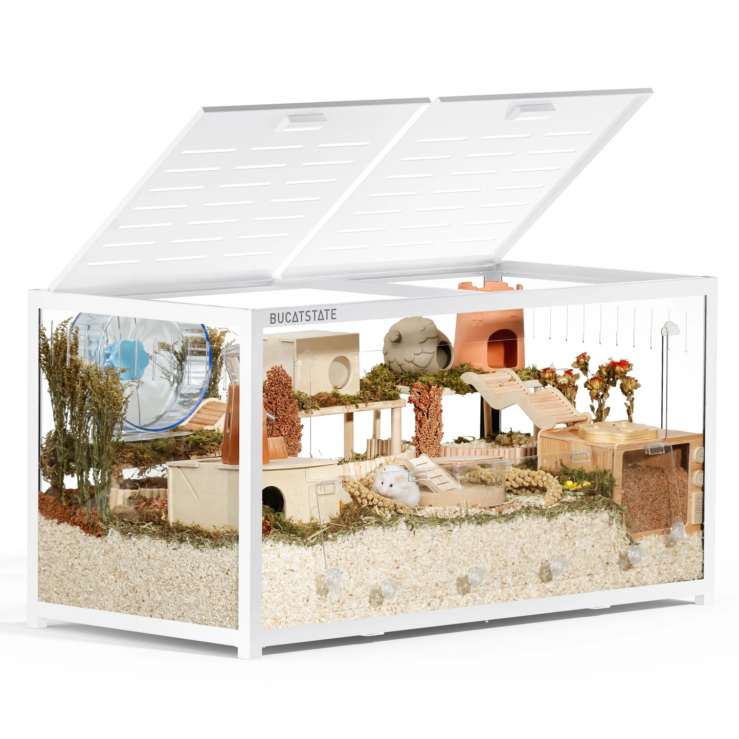 BUCATSTATE 3.0 Large Metal Hamster Cage - 7.8 Sq Ft, Durable Metal Construction, Stackable Design, Top Access, Easy Assembly (47"L x 23.6"W x 25.5"H)